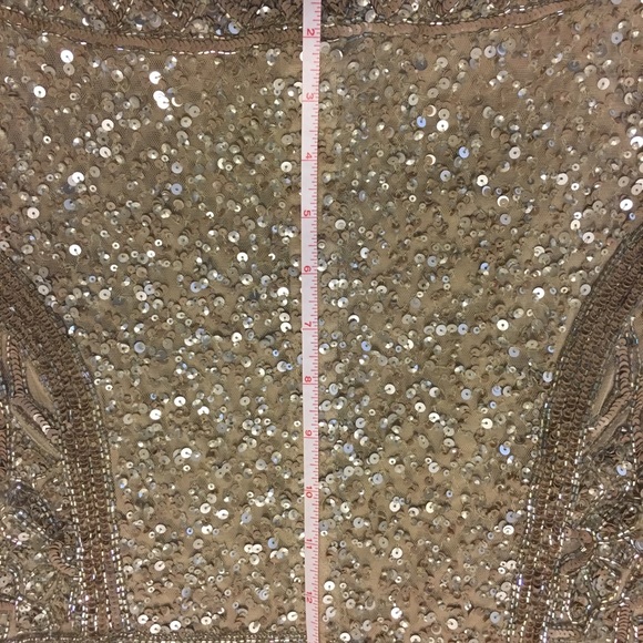 Theia Silver Nude 3/4 Sleeve Sequin Crepe Gown - Picture 4 of 6